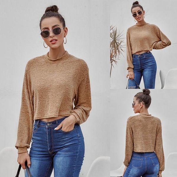 

women' s half collar long sleeves sweater short navel casual loose women's sweaters, White;black