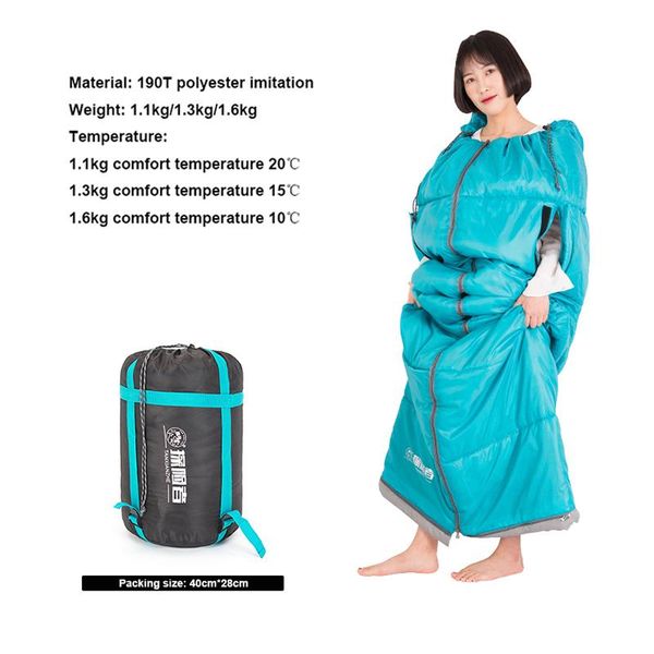 

sleeping bags 3 season camping bag for adults wearable lightweight waterproof with zippered holes arms and feet