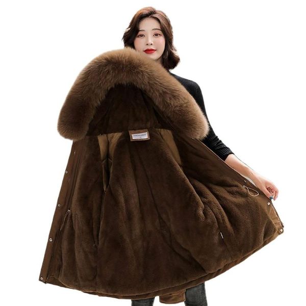 

women's down & parkas winter jacket women fur liner hooded short warm slim coat puffer cotton padded outwear, Black