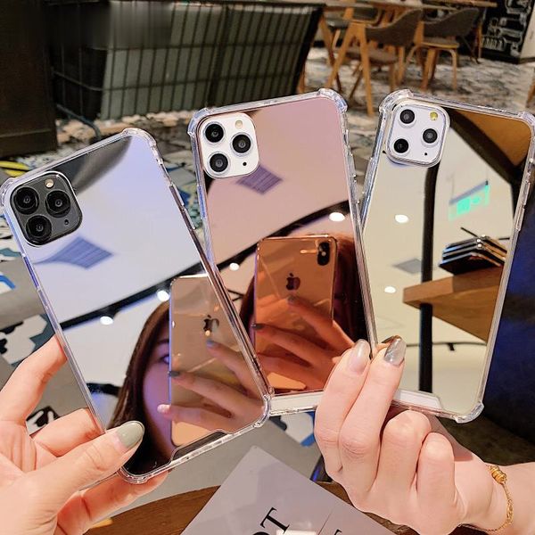 

luxury clear makeup mirror phone case for iphone 12 11 pro max xs max mini shockproof soft silicone cover for xr x 7 8 6s 6 plus se 2020