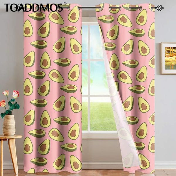 

avocado printing funny girls kids pink bedroom sunblinds living room premium window curtains home decoration cortina curtain & drapes