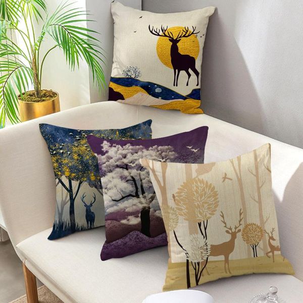 

cushion/decorative pillow fuwatacchi linen cushion cover landscape painting pattern throw covers for couch/car home sofa decor pillowcases 4