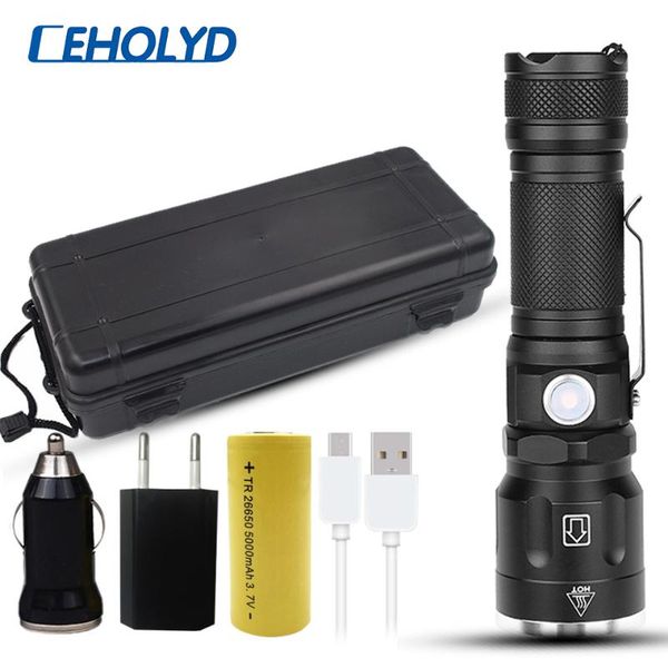 

powerful rechargeable zoom hunting led torch light lanterna use 18650 26650 battery flashlights torches