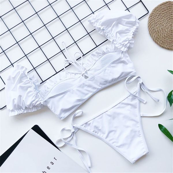 

short sleeve brazilian bikini swimsuit female women swimwear two-pieces bikini set lace up bather bathing suit swim wear k1729
