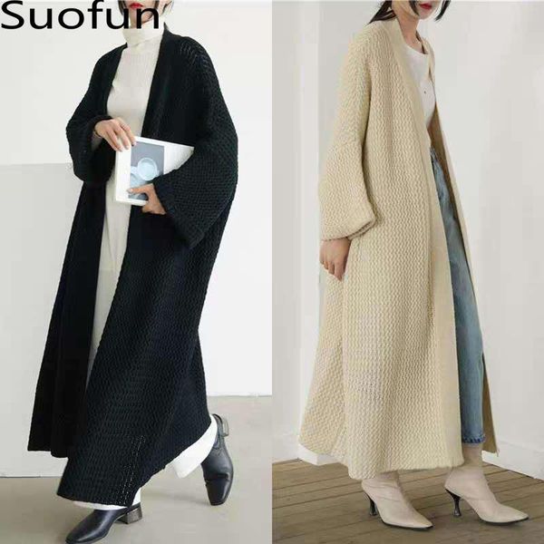 

women's knits & tees casual lazy solid 2021 fashion the same autumn and winter wool knitting cardigan in evening long sweater coats, White