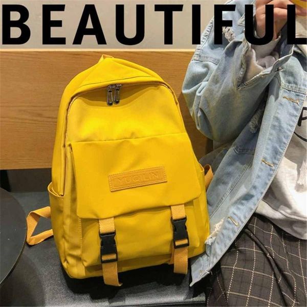 

backpack waterproof nylon solid color shoulder bag casual women teenage girl school bagpack backbag mochilas female