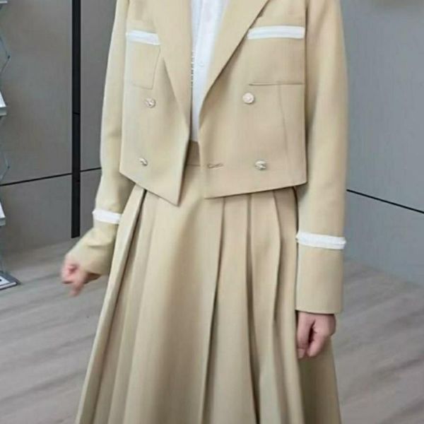 

women's suits & blazers fashion office lady autumn two-piece suit elegant skirt solid color + long-sleeved set, White;black