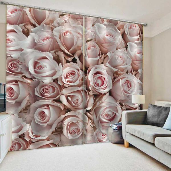 

beautiful po fashion customized 3d curtains pink rose window for living room bedroom curtain & drapes