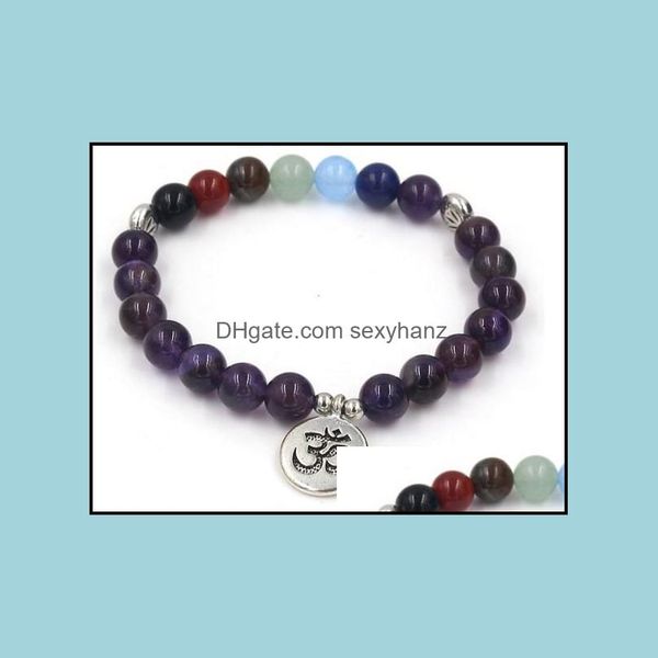 

beaded, strands bracelets jewelry 8mm vg24 elastic adjusted charm nature stone lotus buddha head chakra reiki agate onyx bracelet drop deliv, Black