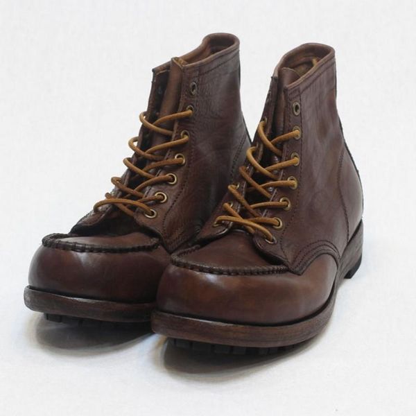 

boots vintage square toe retro genuine leather work ankle cowskin men 2021 fashion male footwear, Black