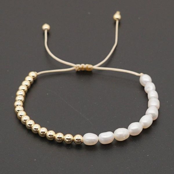 

beaded, strands fashion gold color beads bracelet for female natural pearl, Black