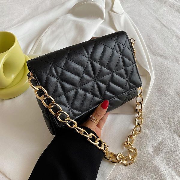 

evening bags women's shoulder 2021 metal thick chain quilted designer purses and handbag women clutch ladies striped bag