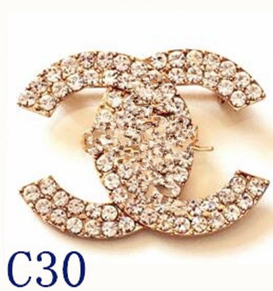 

classic fashion brand designer design double letter gold silver brooch women, Gray