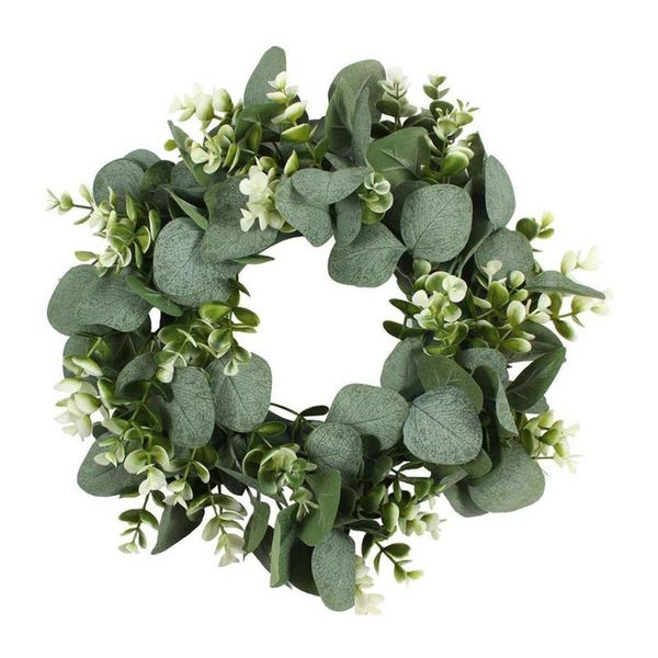 

decorative flowers & wreaths christmas wreath artificial green eucalyptus round leaf door wall window garland party wedding supplies