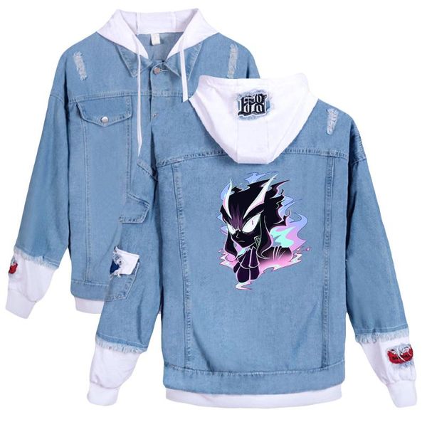 

women's jackets manga promare denim jacket hoodie sweatshirt, Black;brown