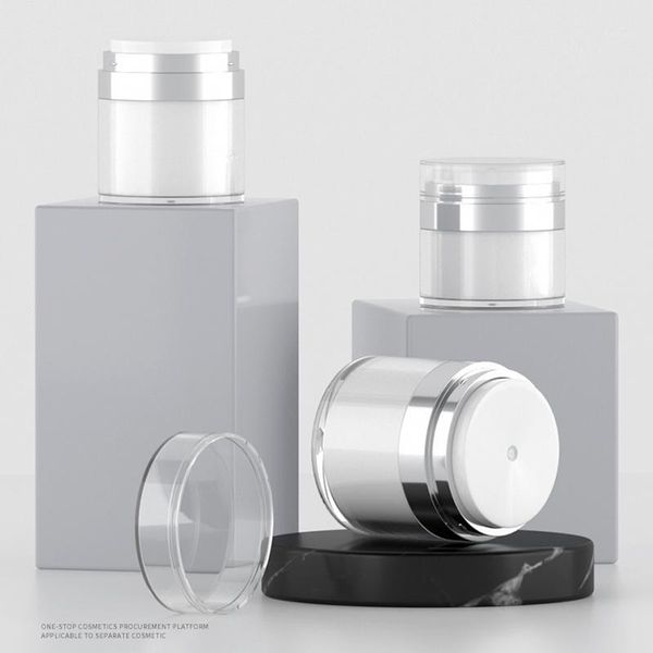 

15g 30g 50g cosmetic cream bottle acrylic refillable vacuum press style jars airless container1
