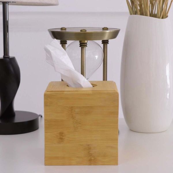 

square wooden tissue box decorative deskpaper towel cover napkin holder for home el car office - 12.5x12.5x13cm (rand boxes & napkins
