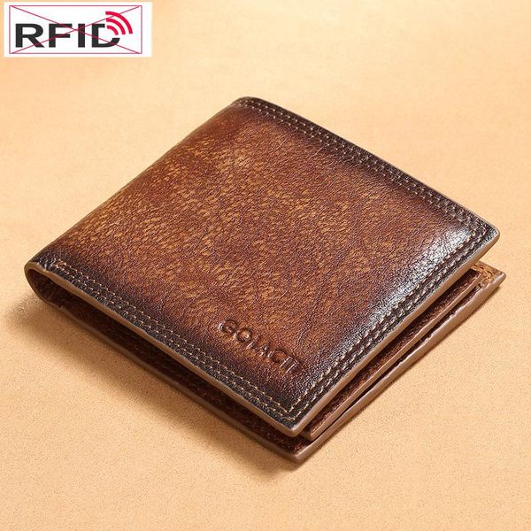 

rfid cowhide leather wallet for men class genuine wallets designer, Red;black