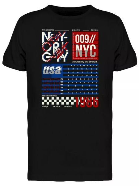 

new york city vintage usa 1986 men's tee -image by shutterstock, White;black