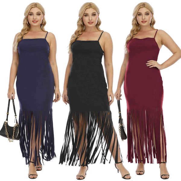 

women's plus size large sling long tassel personality slim f200234