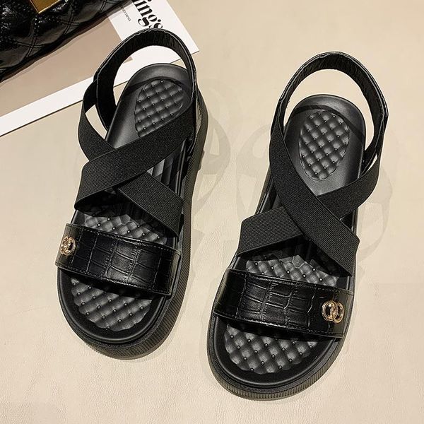 

sandals 2021 summer platform fairy ladies fashion gladiator shoes heels women, Black