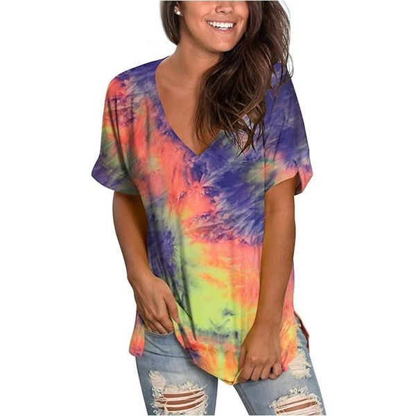 

v-neck women's t-shirtnrop trendsetter tie dye 2021 summer street, White