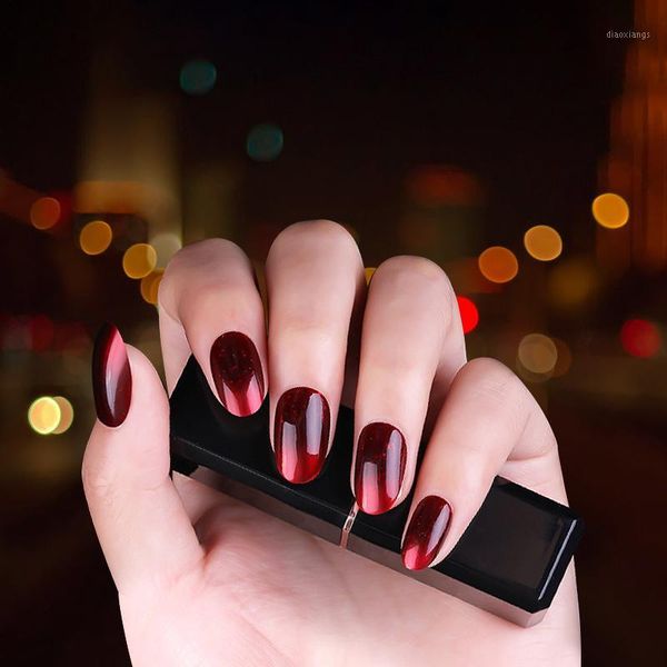 

24pcs fake nails detachable false press on with jelly gel glue nail art on1, Red;gold