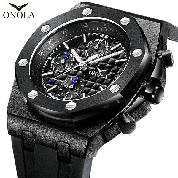 

wristwatches 2021 onola men watch fashion luxury business quartz watches rubber strap mens waterproof date wrist relogio masculino, Slivery;brown