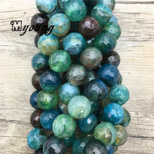 

other round faceted green fire agates loose beads for diy jewelry making my2038