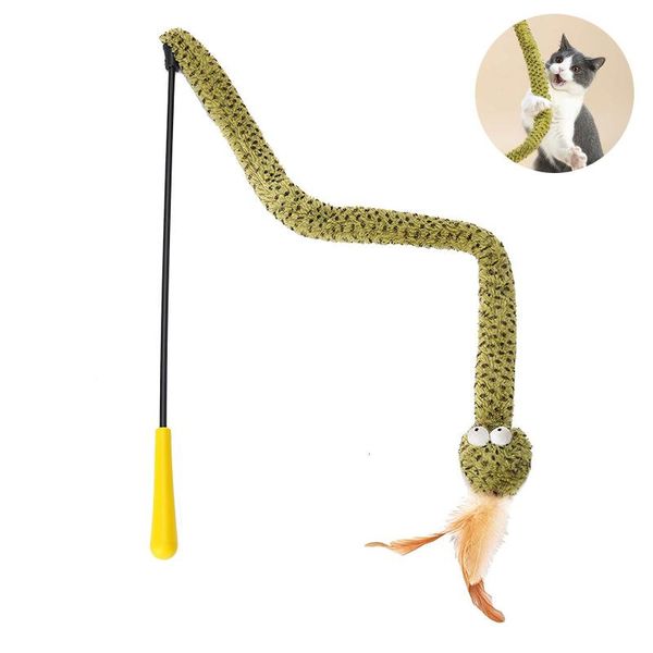 

cat toys snake funny with feather kitten interactive stick fishing rod game wand toy pet supplies