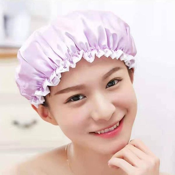 

source factory thickened waterproof satin shower cap double women caps