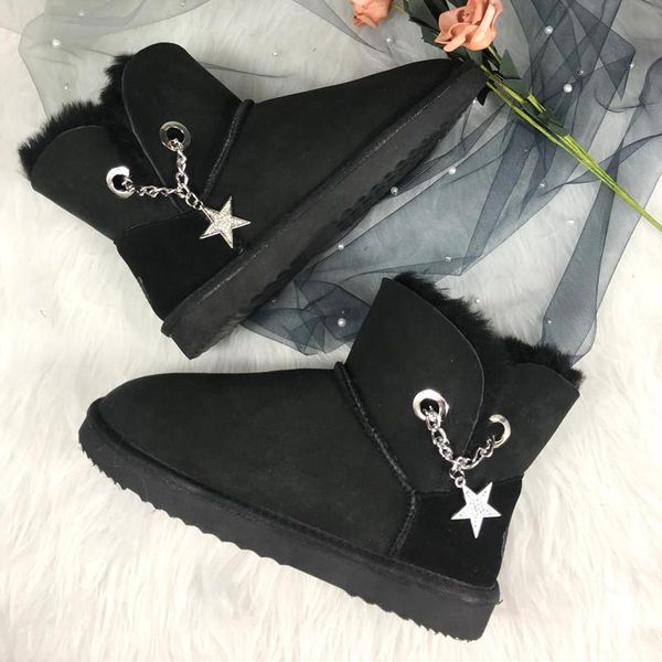 

boots wholesale/retail women's australia classic snow genuine sheepskin natural fur winter womens warm shoes, Black