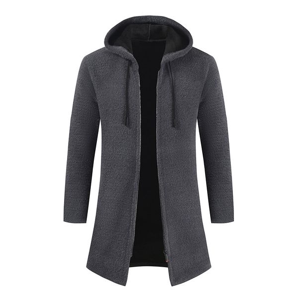 

men's cardigan sweater knitted solid color stylish long sleeve regular fit sweater cardigans hooded fall winter blue gray black, White;black