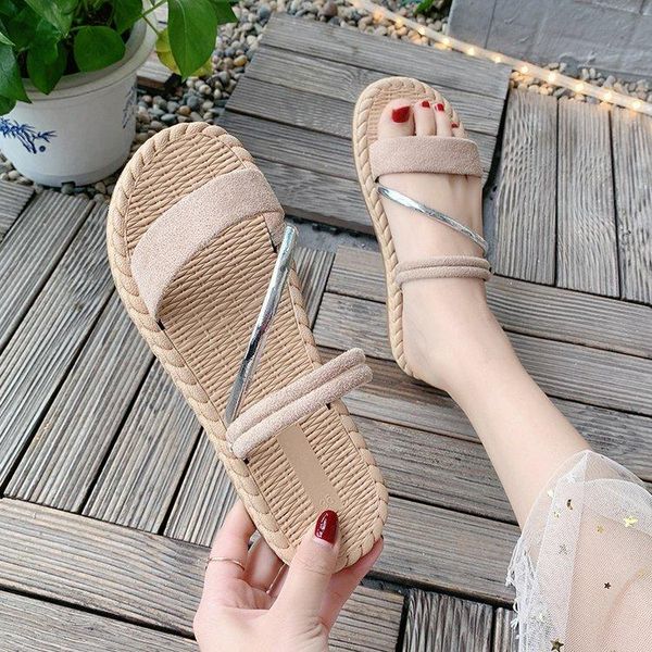 

slippers 2021 slipper sandals breathable flip flops non-slip casual ladies footwear flat summer beach shoes fashion, Black