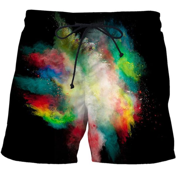 

men's shorts summer gorgeous colorful women and men beach pants quick-drying surfing 3d powder print smoke harajuku parkour, White;black