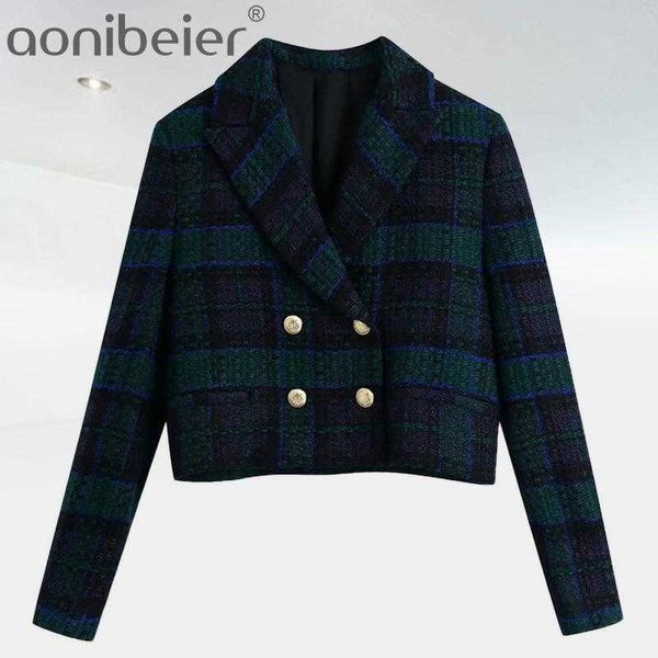 

za women's two piece blazers suits plaid cropped jackets set female coats vintage slim outwear crop workwear 210604, White;black