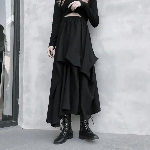 

woman faldas mujer school girls slim cute fashion korean style winter dark denim skirt moda 2021 xl skirts, Black