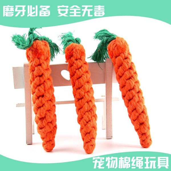 

pet cotton rope toy dog hand-woven carrot molar teeth cleaning toys cat