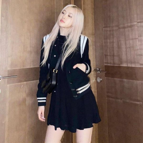 

kpop korean celebrity women slim single-breasted jacket autumn fashion warm clothes velvet outerwear female baseball uniform women's ja, Black;brown