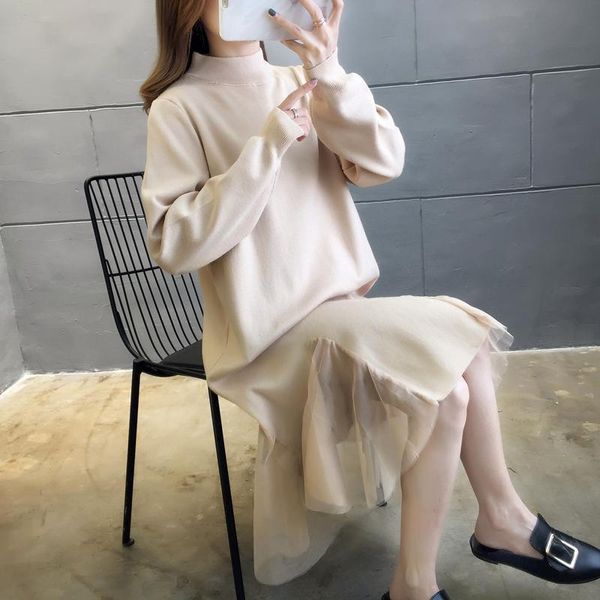 

women's sweaters 431865 real half height collar net medium length wool dress sweater [45 right, zone j]ag, White;black