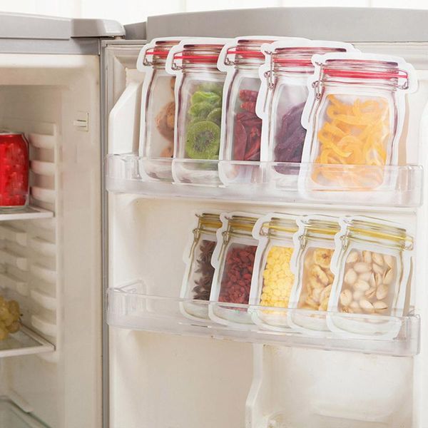 

10pcs preservation fridge ing storage bags home kitchen reusable zip-lock nuts jar fresh produce