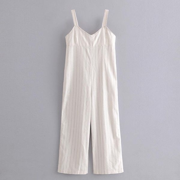 

women's jumpsuits & rompers vomvoa 2021 spring stripe fashion was thin camisole wild v-neck wide leg temperament casual jumpsuit 27320, Black;white