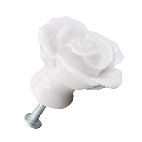 

handle button white rose decoration door drawer furniture handles & pulls
