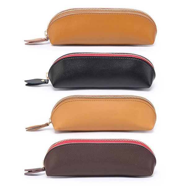 

pencil bags genuine leather retro case handmade cowhide zipper bag pen