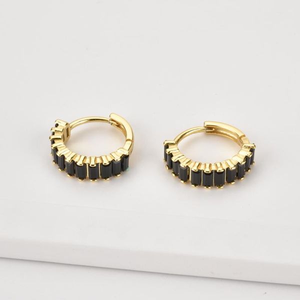 

hoop & huggie earring100% 925 sterling silver rainbow color hoops circle round earring piercing cz zircon pave pendiente ohrringe jewelryrin, Golden;silver