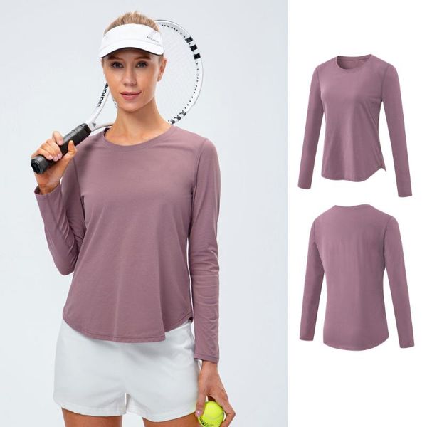 

yoga outfit fitness t shirt long seeves loose gym quick-drying breathable workout clothes for women pilates running wear