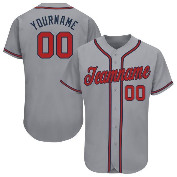 

custom gray red-navy-2 baseball jersey, Blue;black
