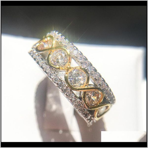 

band rings drop delivery 2021 selling gold plated color separation micro-inlaid zircon for engagement romantic ladies ring fashion jewelry y, Silver