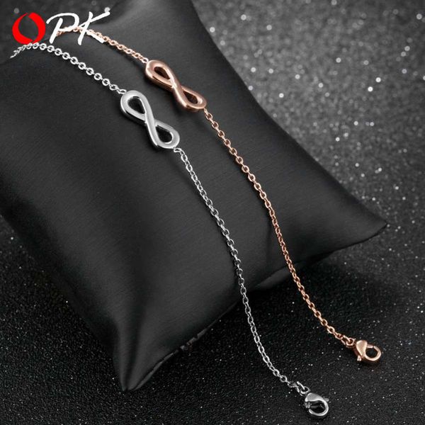 

opk titanium steel women's 8-character endless bracelet, Black