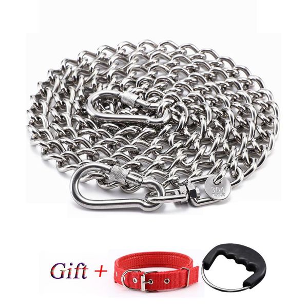 

strong 304 stainless steel dog leash/lead/chain pet metal collar and leash set medium small leashes chain rope beagle collars &